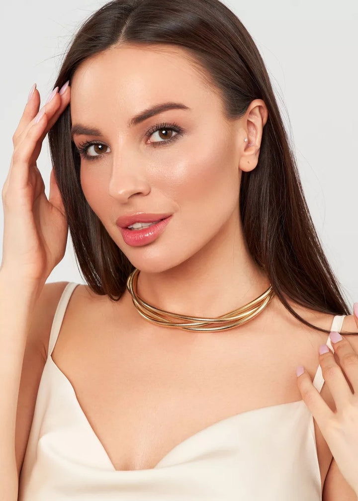 Intertwined Design Metal Choker Necklace