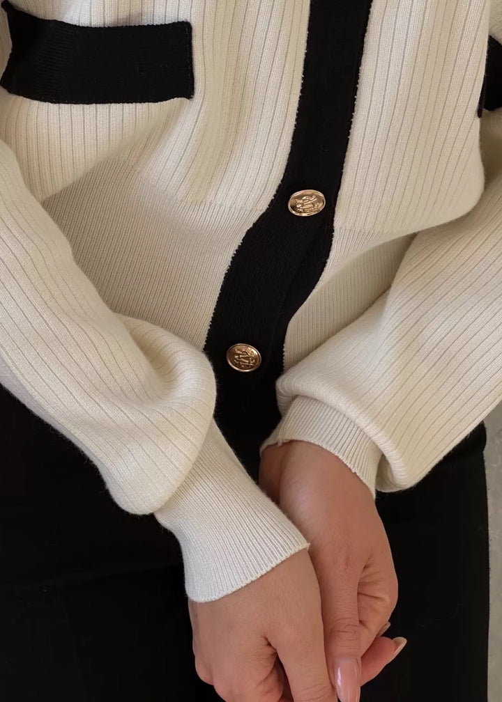 Long-Sleeved Colorblock Cardigan