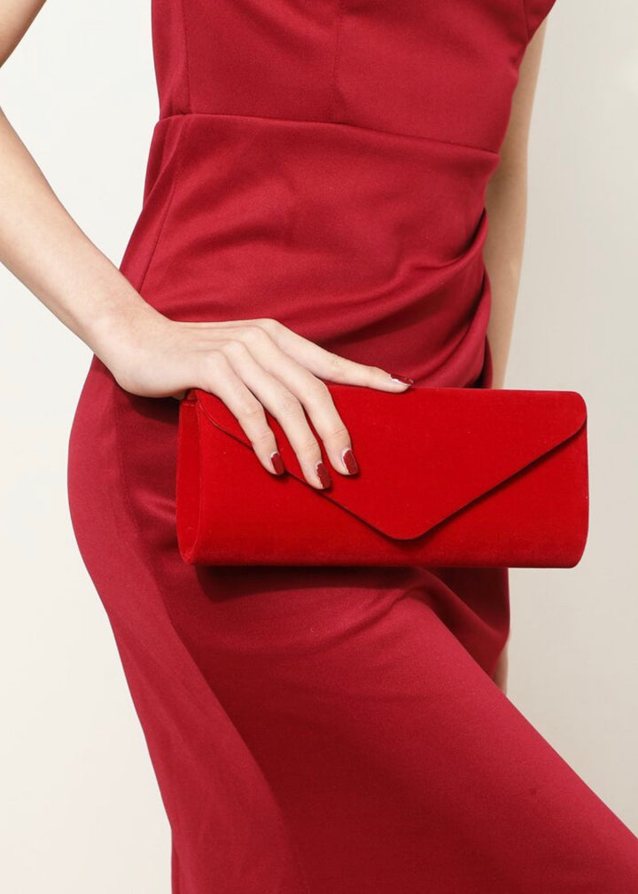 V-Shaped Flap Cover Velvet Clutch Bag