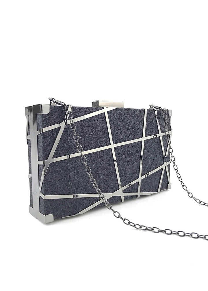 Geometric Pattern Chain Box Evening Bag