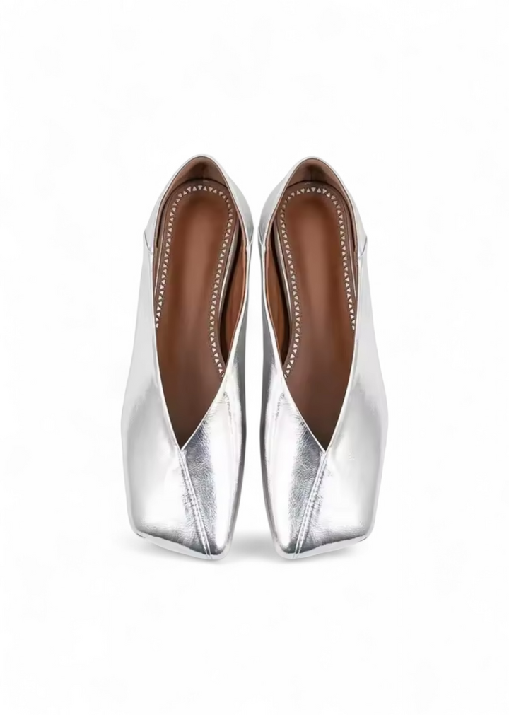 Square Toe V-Cut Slip-On Flats