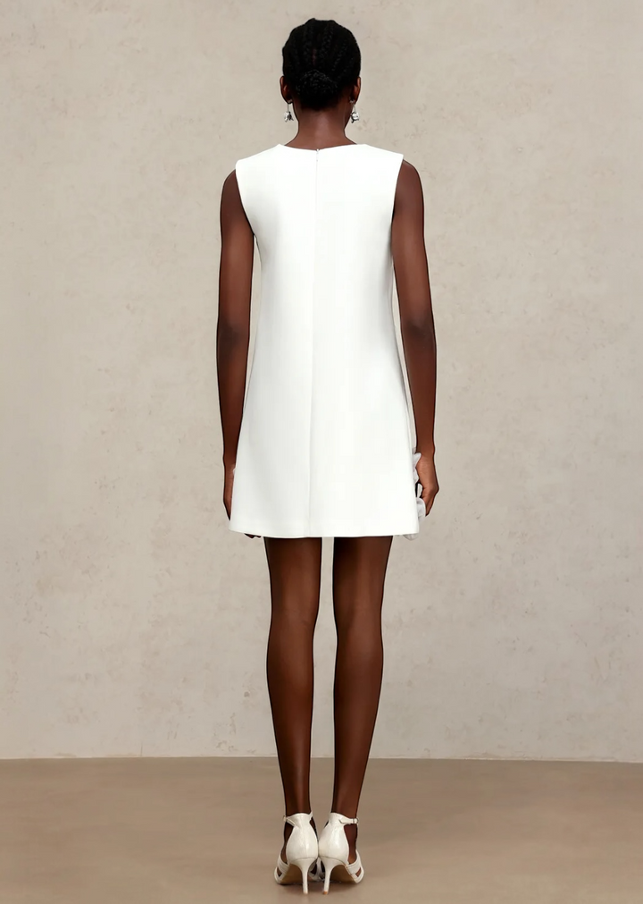 Floral Applique Hem Sleeveless Shift Dress