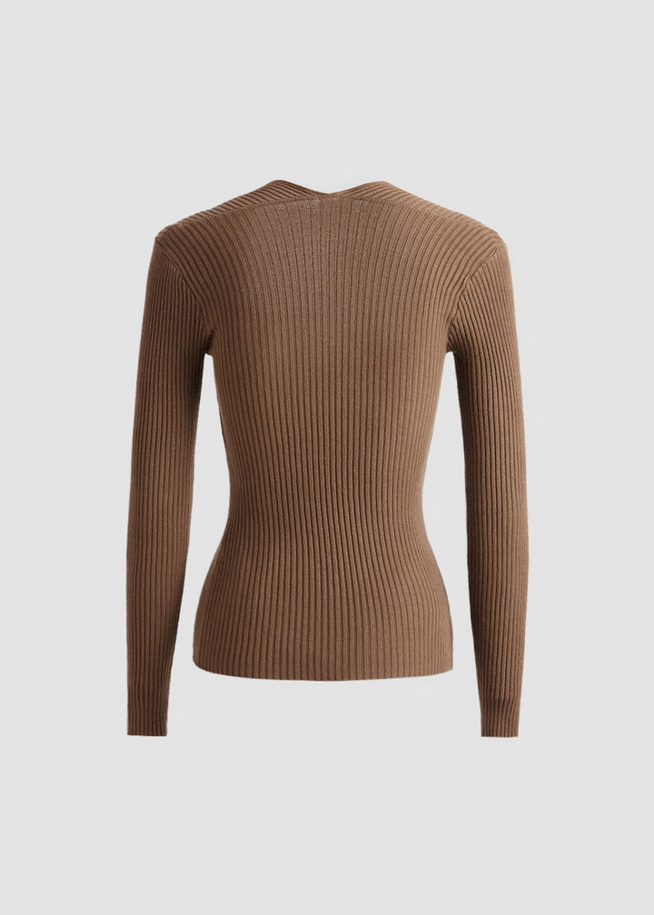 Knitted Ribbed Pullover Sweater