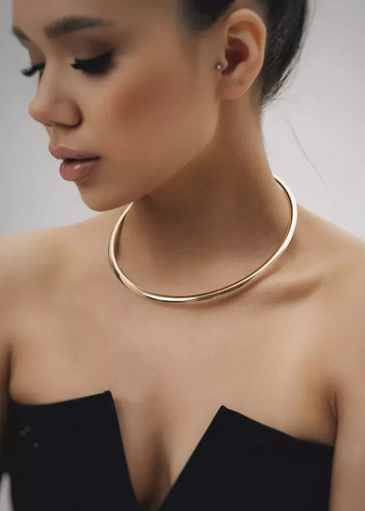 Round Ring Metal Choker Necklace