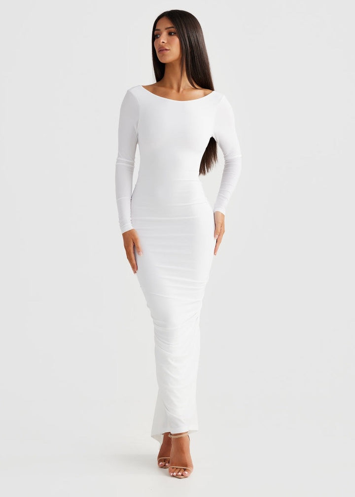 Backless Long Sleeved Maxi Bodycon Dress