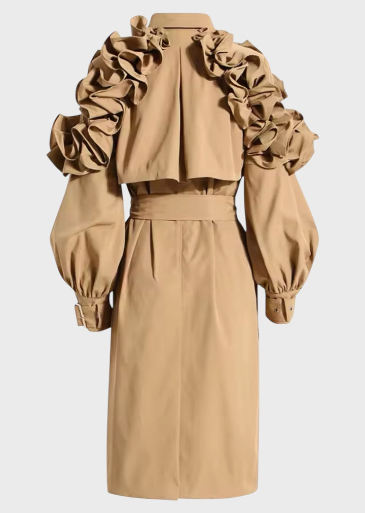 Sybil Ruffle Shoulder Trench Coat