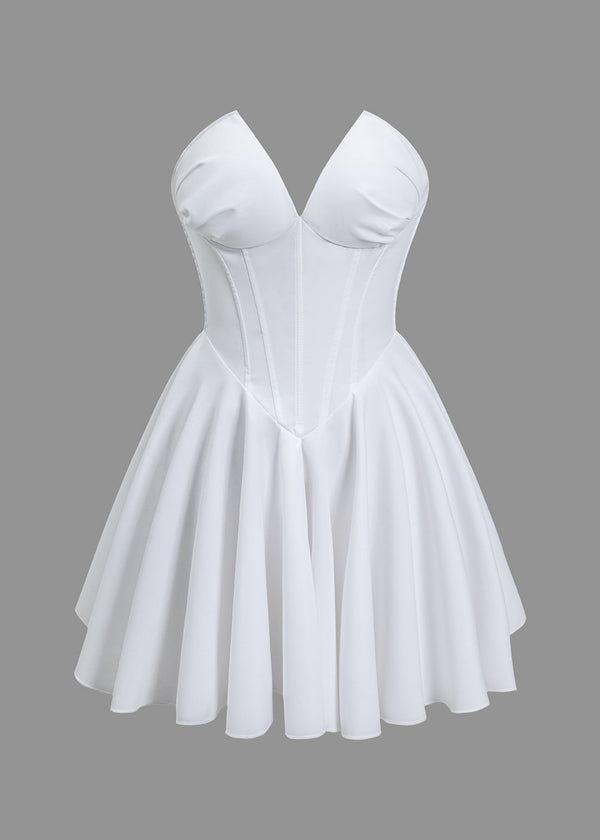 Ruched Corset Strapless Mini Dress