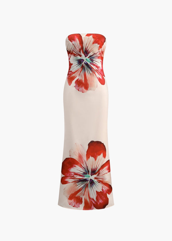 Floral Print Tube Maxi Dress