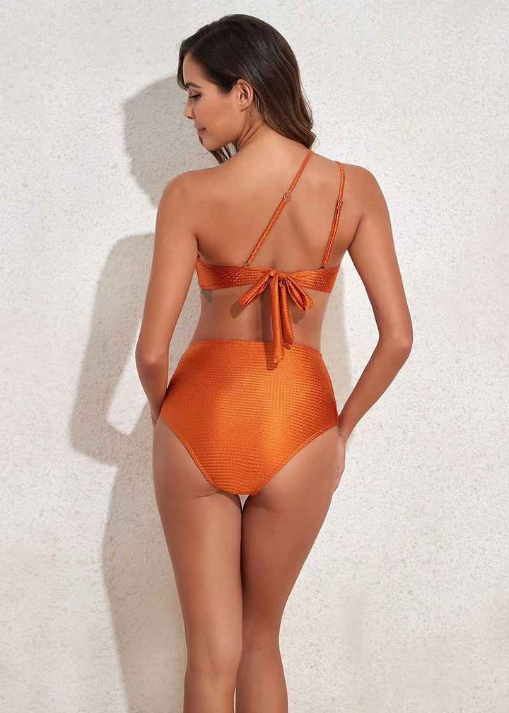 Single Shoulder Beaded Detail Beach Set