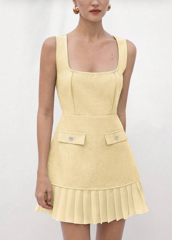 Square Neck Bustier A-Line Dress with Pockets