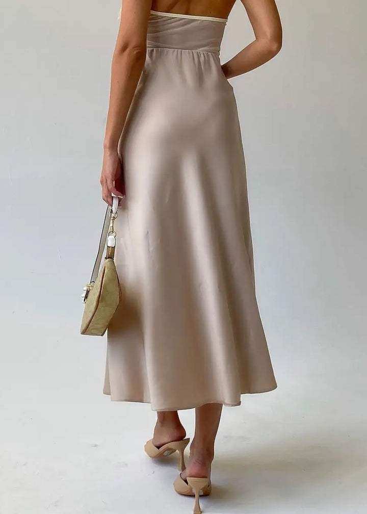 Mermaid Hem Satin Midi Skirt