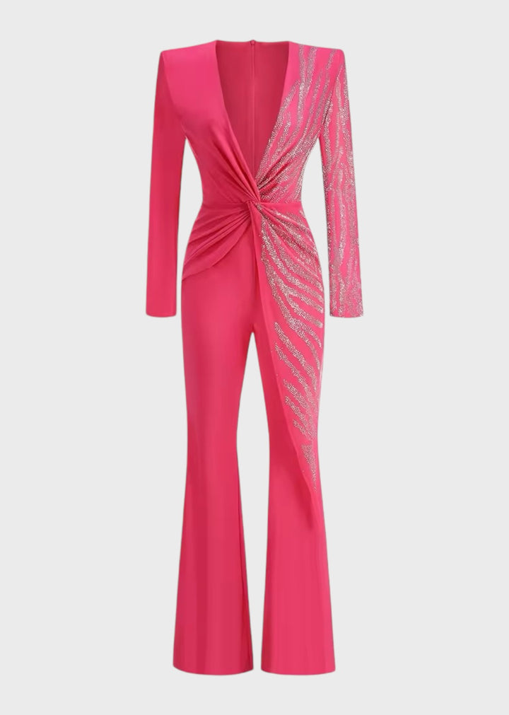 Madge Deep V-Neck Sequined Jumpsuit