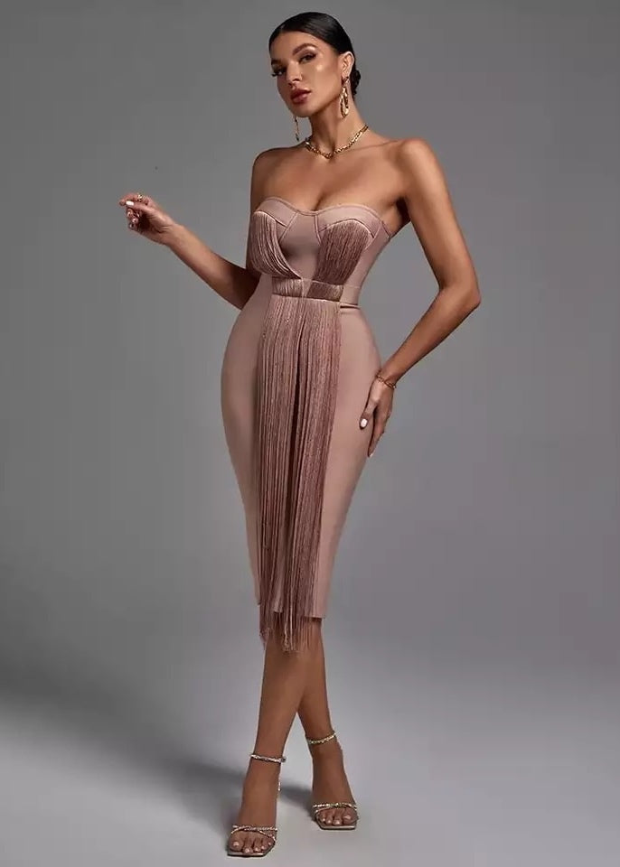 Tassel Strapless Bandage Dress