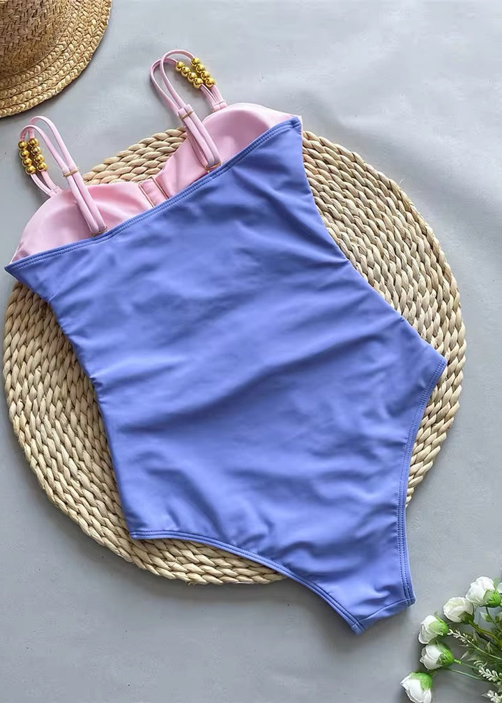 Three Tone Hollow Out Swimsuit & Matching Skirt