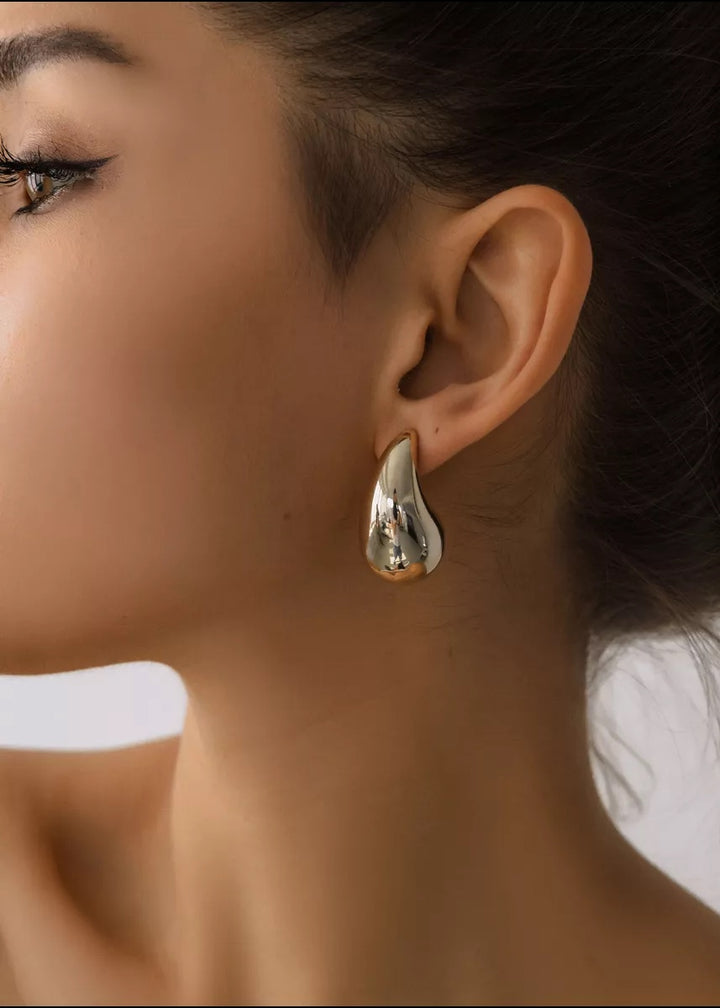 Water Drop Shape Metal Stud Earrings