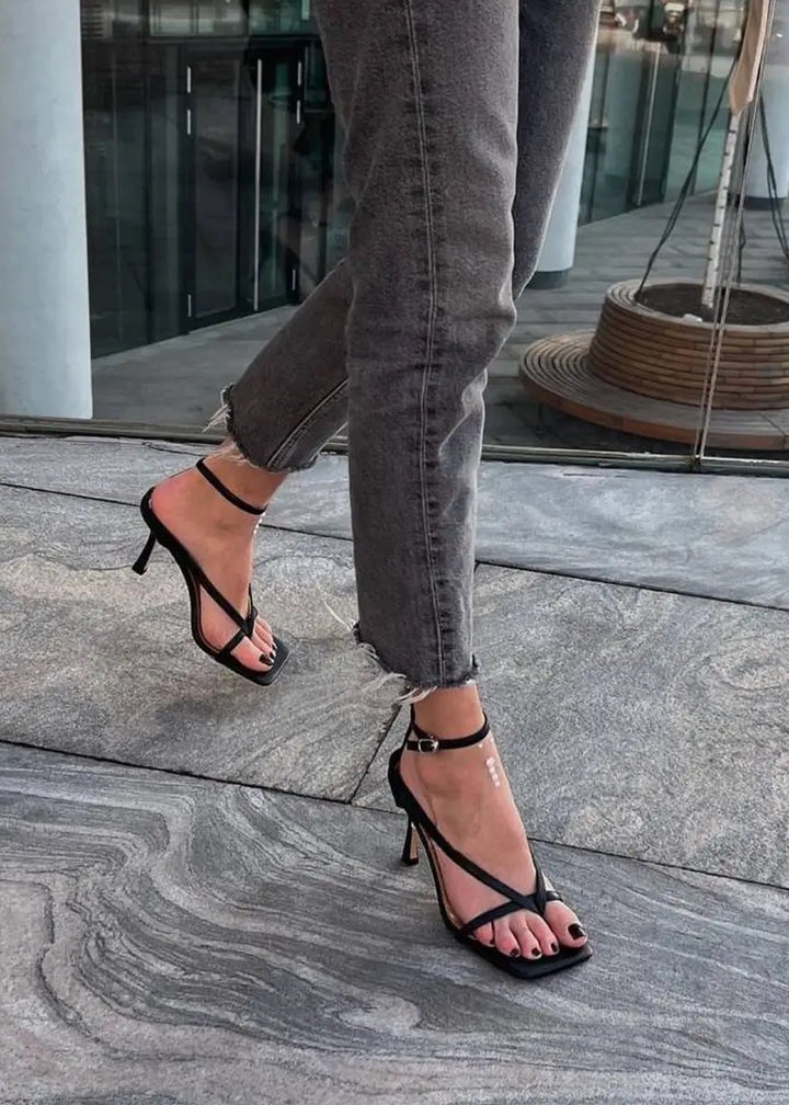 Square Open Toe High Heeled Sandals