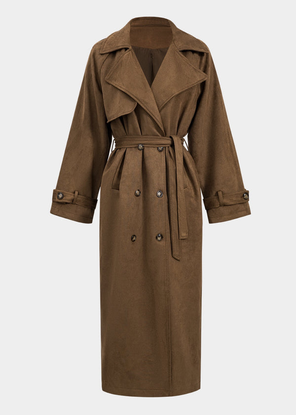 Double Breasted Suede Trench Coat