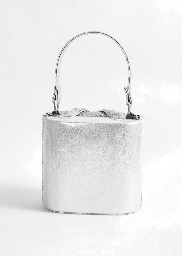 Rhinestone Decor Twist Lock Chain Box Bag