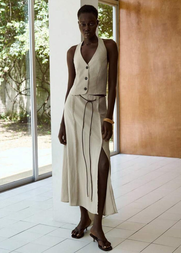 High Waisted A-line Maxi Skirt