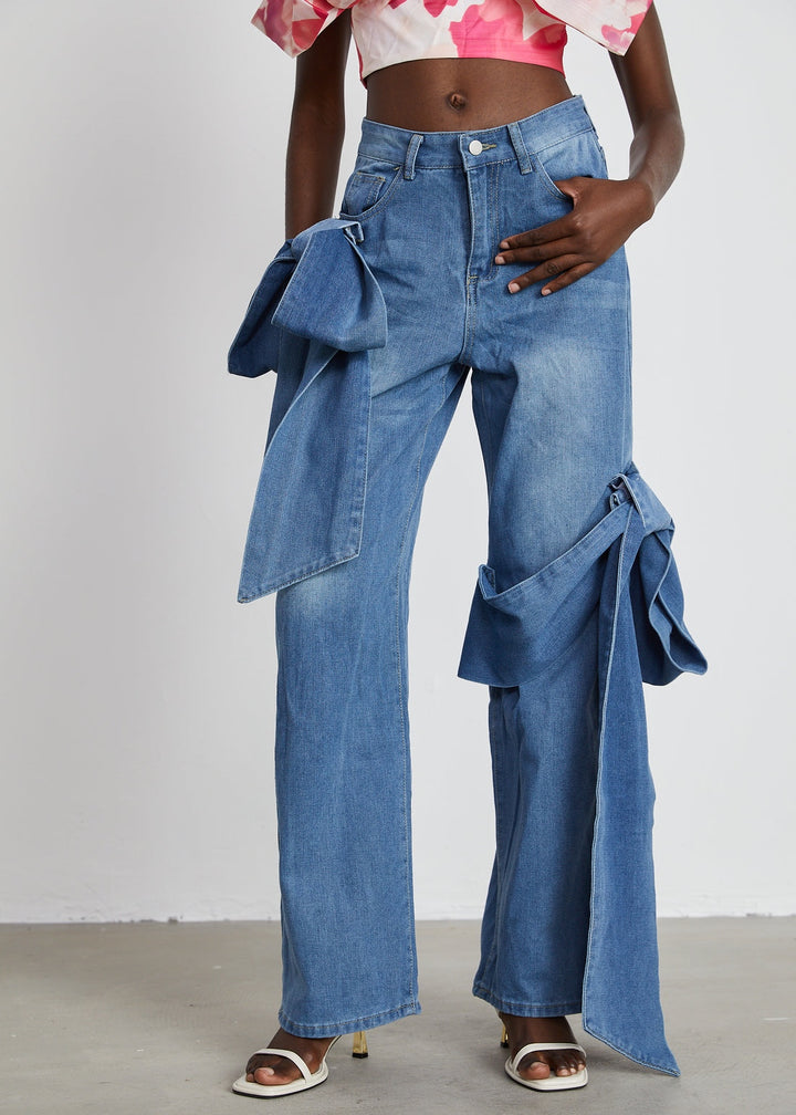 Mandy Bow Decor Wide Leg Jeans