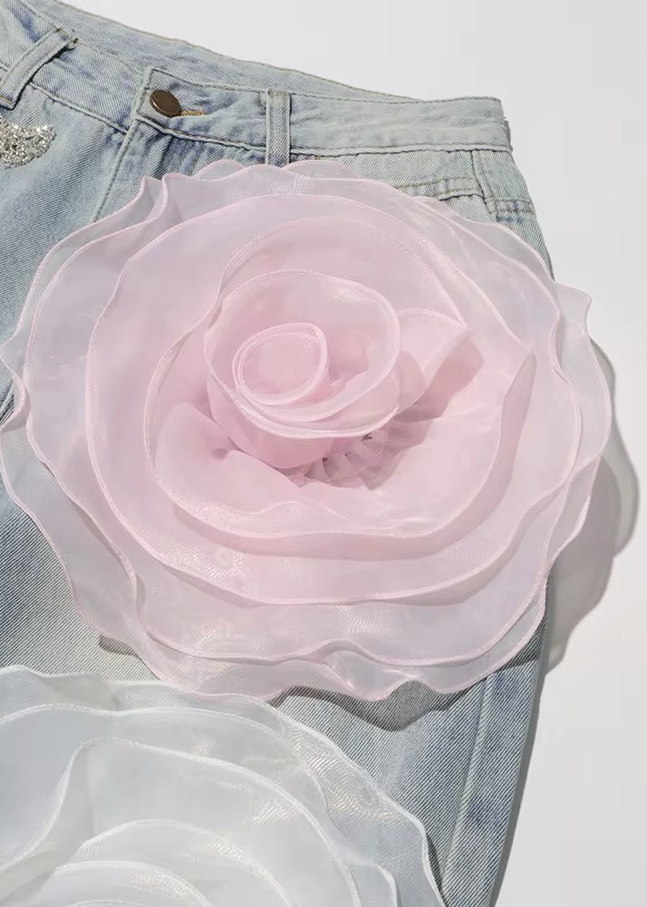 Florine Organza Flower Decor Jeans