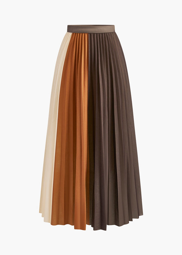 Colorblock Pleated Skirt