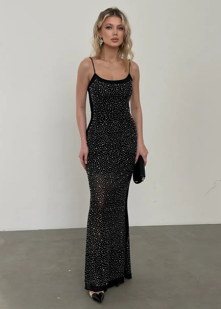 Sparkling Sequin Spaghetti Strap Maxi Dress