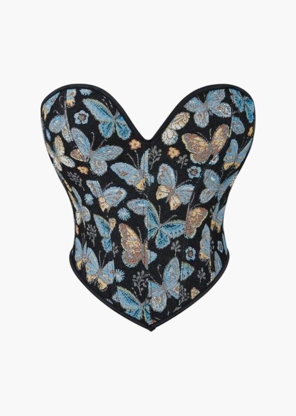 Bozena Butterfly Print Corset Top