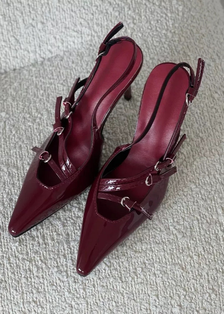 Patent Leather Pointed Toe High Heeled Pumps