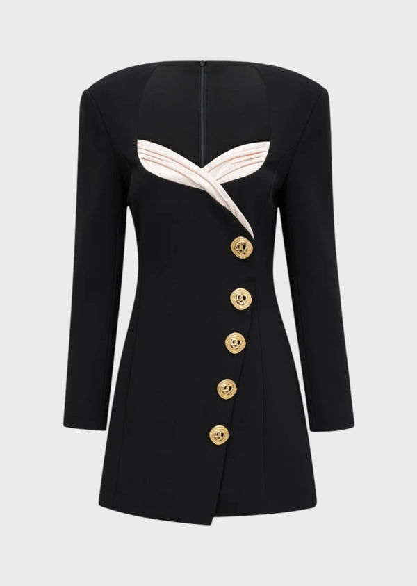 Edina Golden Buttons Blazer-Dress