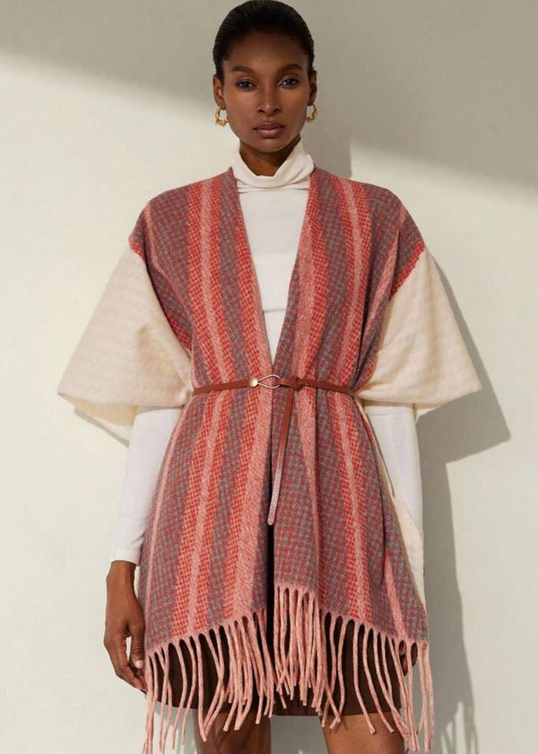 Geometric Patterned Shawl with Fringe Detail