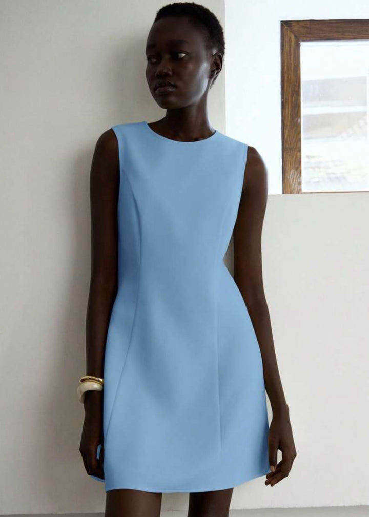 Sleeveless Round Neckline A-Line Mini Dress