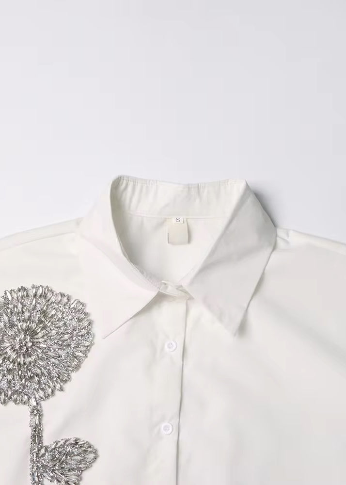 Bernadette Rhinestone Floral Detail Shirt