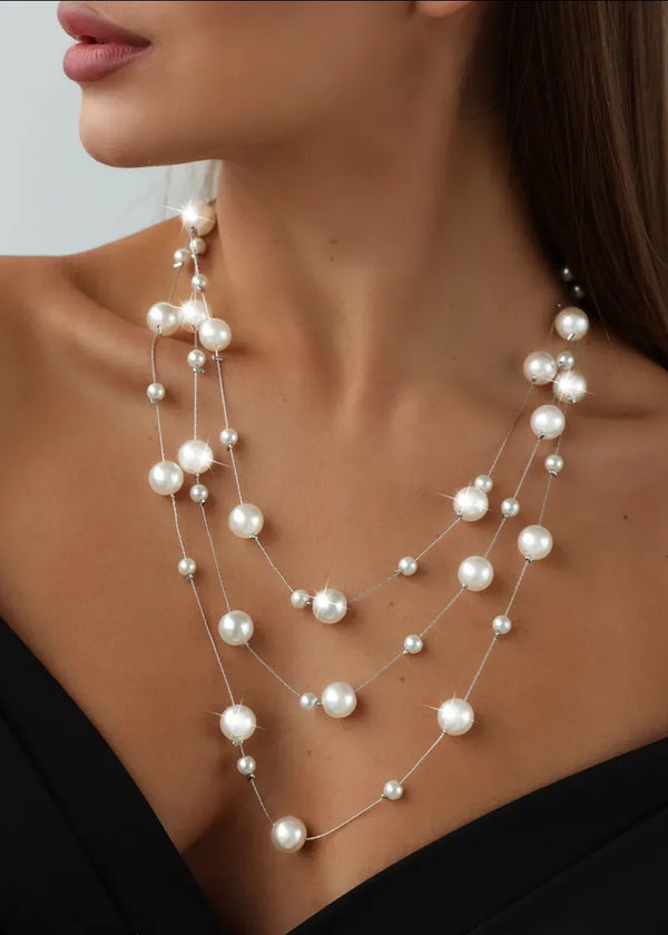 Faux Pearl Multilayer Necklace