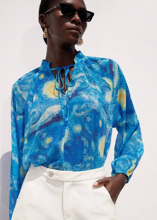 Van Gogh's Night Sky Print Blouse