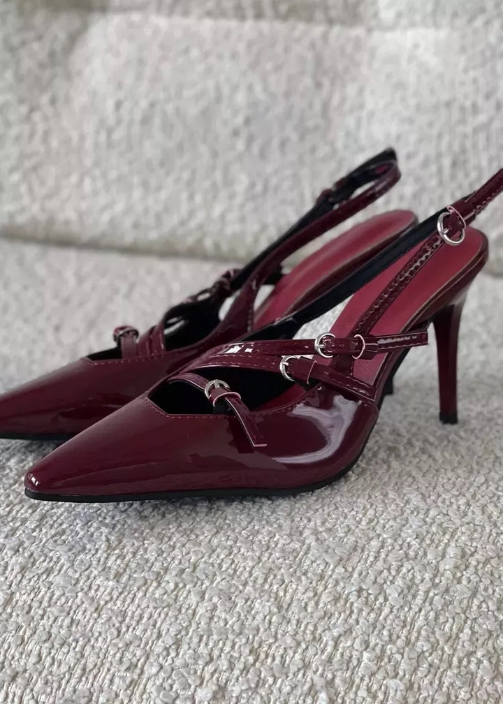 Patent Leather Pointed Toe High Heeled Pumps