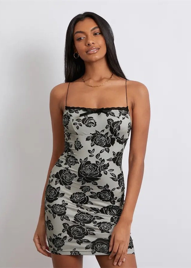 Floral Print Spaghetti Strap Dress