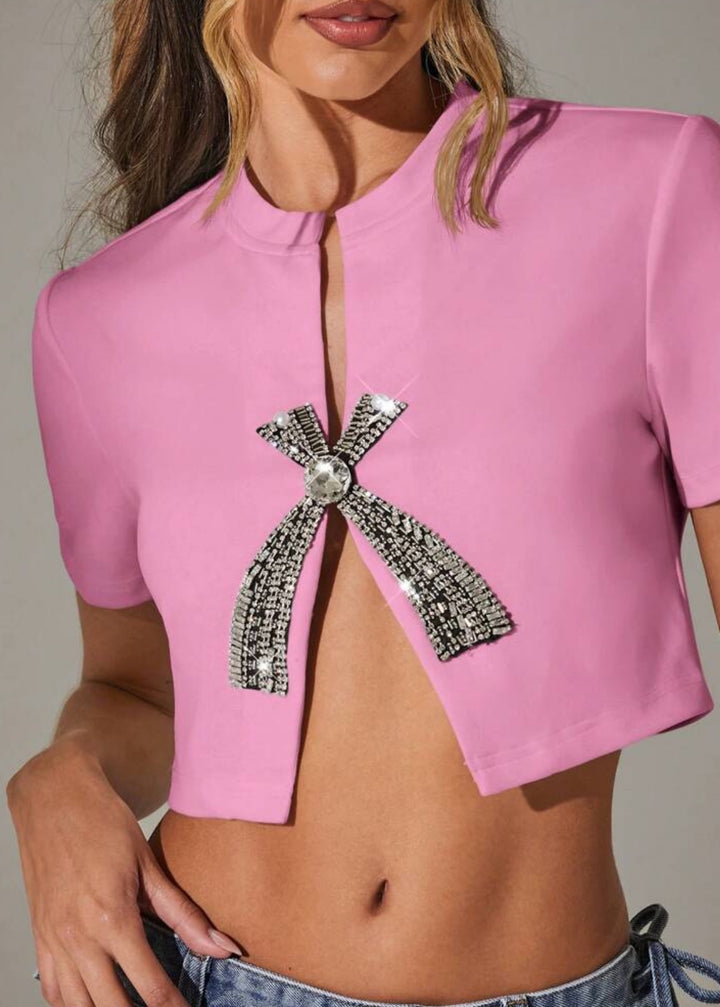 Odessa Rhinestone Decor Crop Top