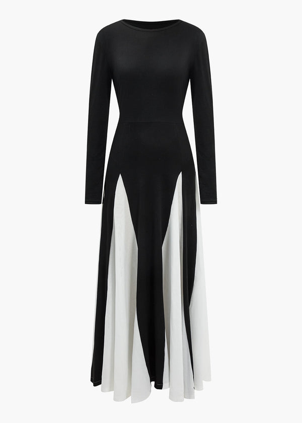 Margaret Contrast Colorblock Maxi Dress