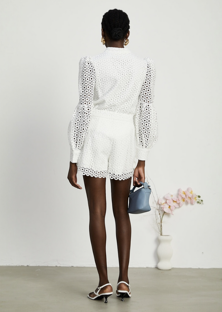 Floral Appliqué Lace Long Sleeve Set