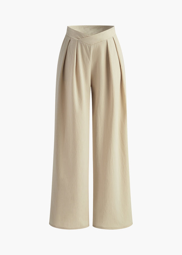 Crumpled Texture Wide-Leg Pants