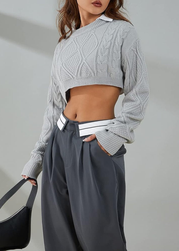 Cable Knit Cropped Sweater