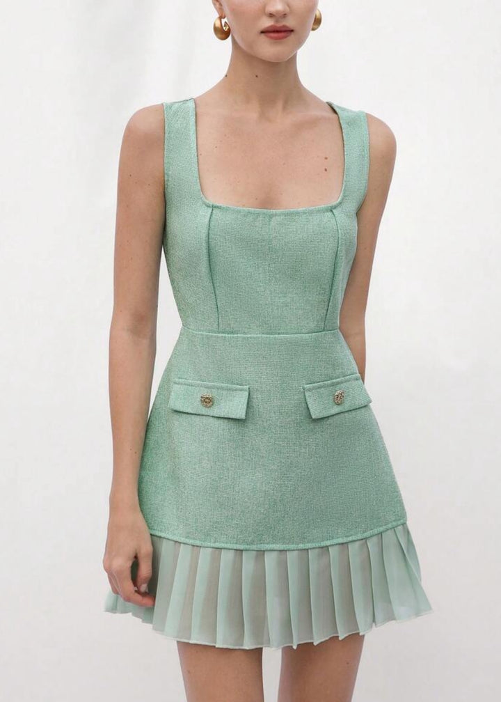 Square Neck Bustier A-Line Dress with Pockets