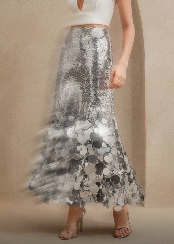 Sequin Embellishment A-Line Maxi Skirt
