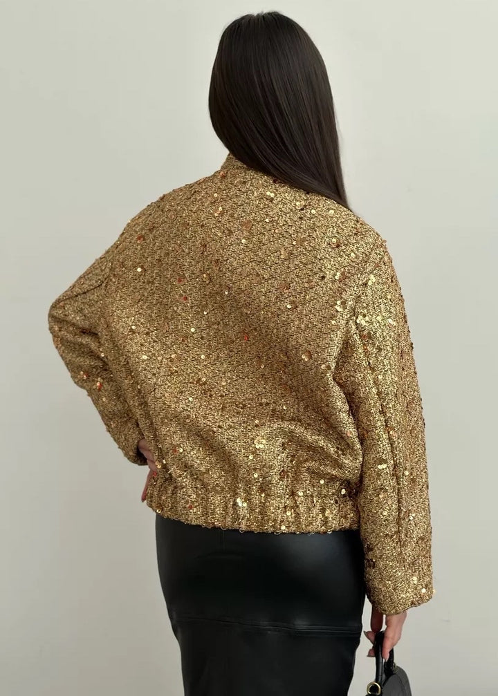 Sequined Loose Bomber Jacket