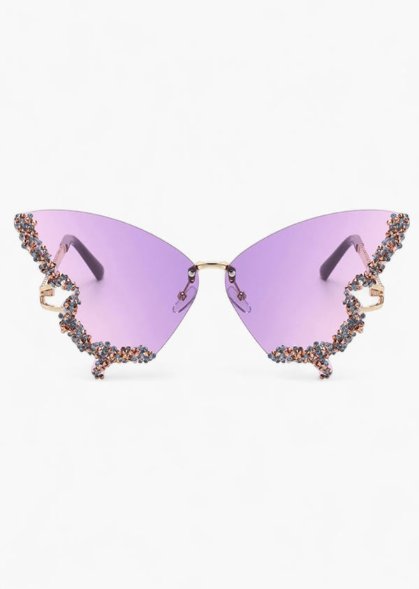 Rhinestone Encrusted Butterfly Shape Sunglasses