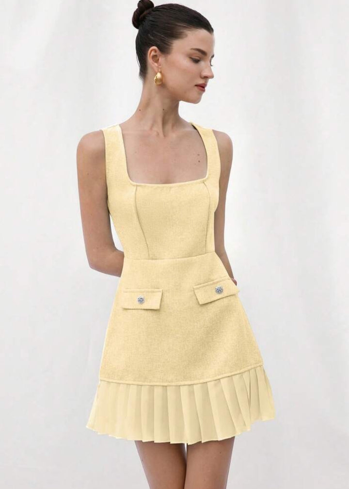 Square Neck Bustier A-Line Dress with Pockets