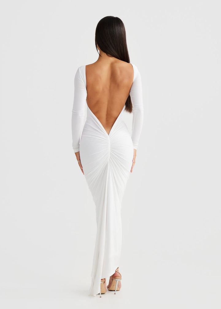 Backless Long Sleeved Maxi Bodycon Dress