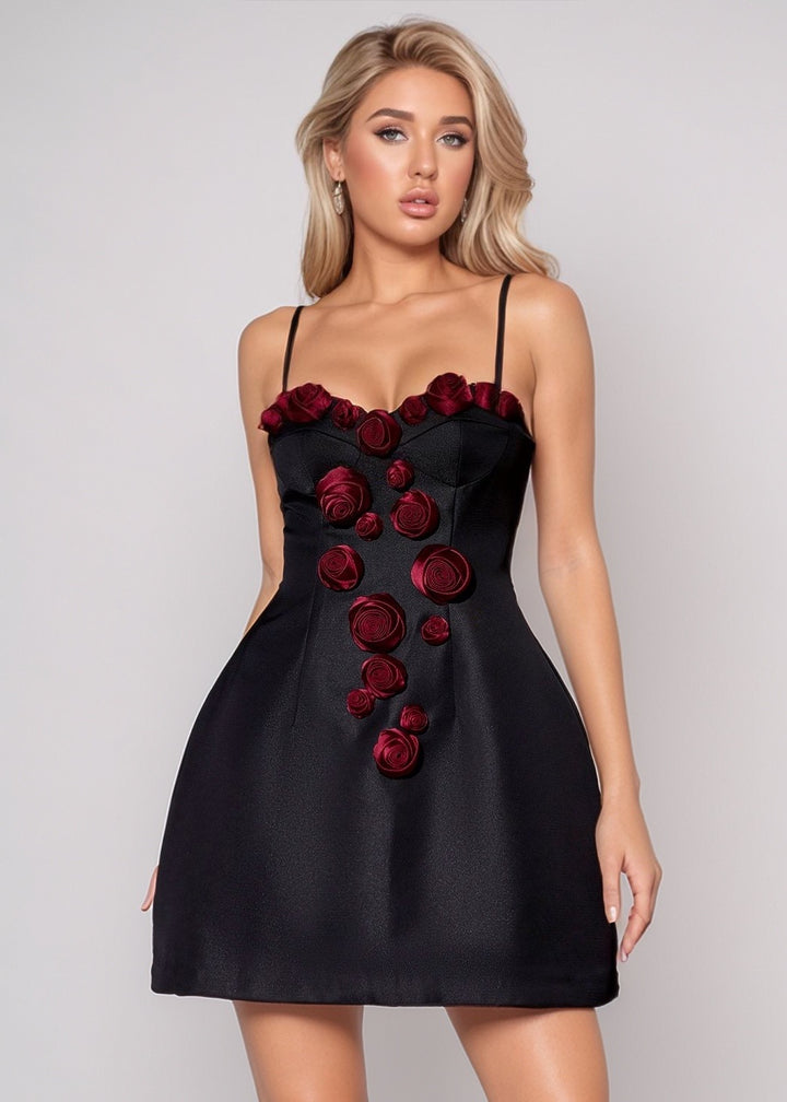 Cathy 3D Roses Decor A-Line Dress