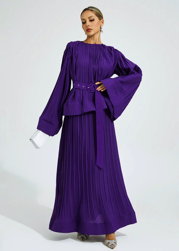 Plissé Peplum Bell Sleeve Co-ord Set